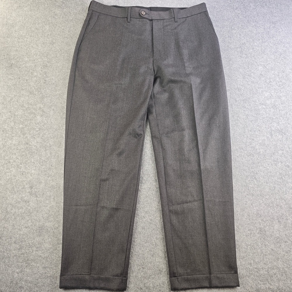 J.Crew Re-Imagined Wool Dress Pants Mens 36x30 Charcoal Gray Flat Front Trousers